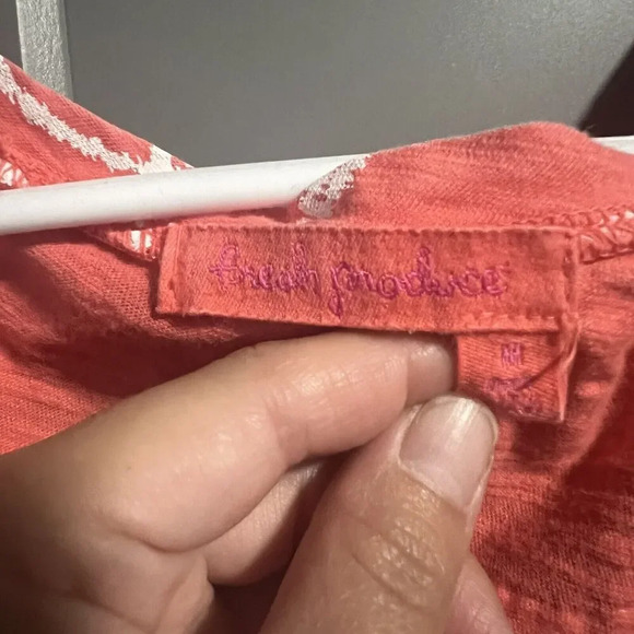 Fresh Produce Womens V Neck Short Sleeve T-Shirt Ruched Sides Pink Size Medium - Picture 3 of 5